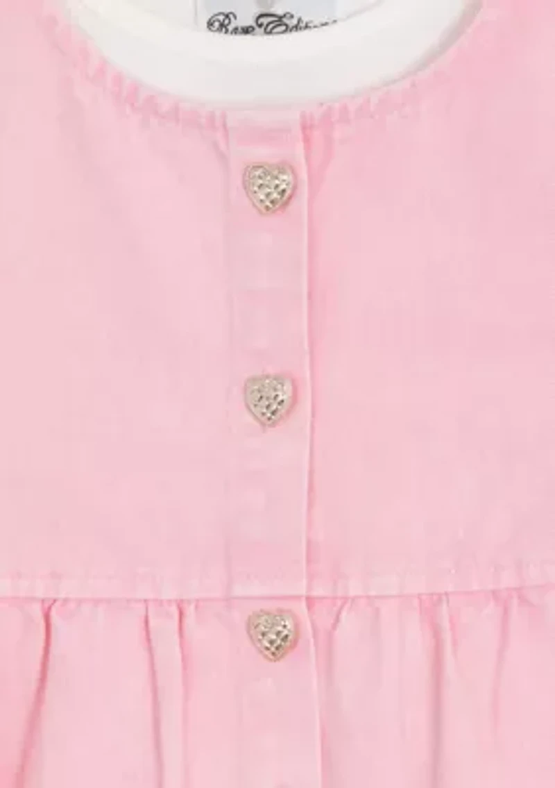 Toddler Girls Acid Wash Denim Dress with Button Closure