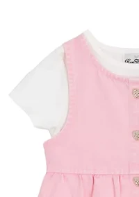 Toddler Girls Acid Wash Denim Dress with Button Closure