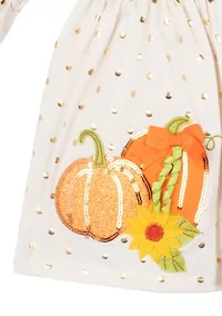 Toddler Girls Pumpkin Appliqué Top and Ruffle Leggings Set