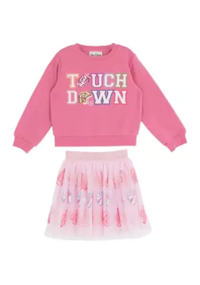 Toddler Girls Touchdown Graphic Sweatshirt and Skirt Set