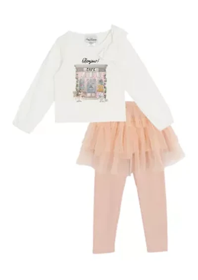 Toddler Girls Graphic Paris Top and Tutu Leggings Set