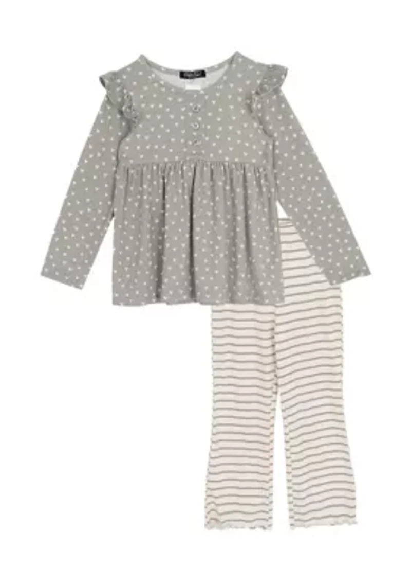 Toddler Girls Heart Stripe Set