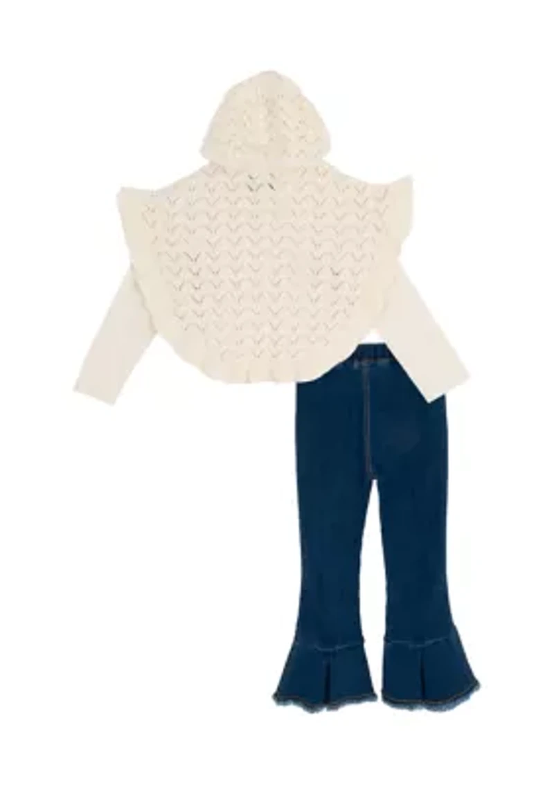 Toddler Girls 3-Piece Poncho Set