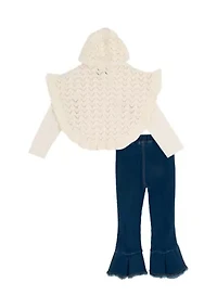 Toddler Girls 3-Piece Poncho Set