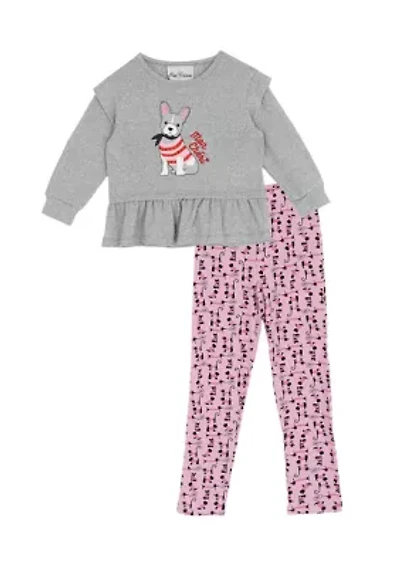 Toddler Girls Doggie Graphic T-Shirt and Printed Leggings Set