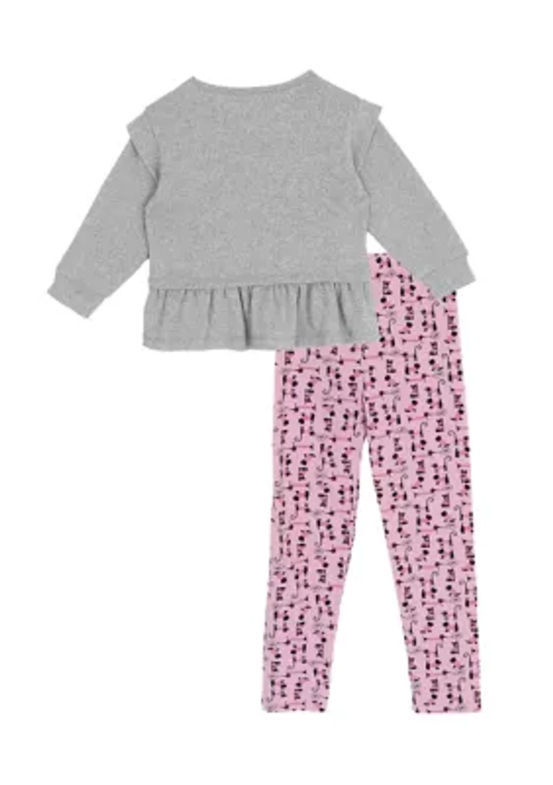 Toddler Girls Doggie Graphic T-Shirt and Printed Leggings Set