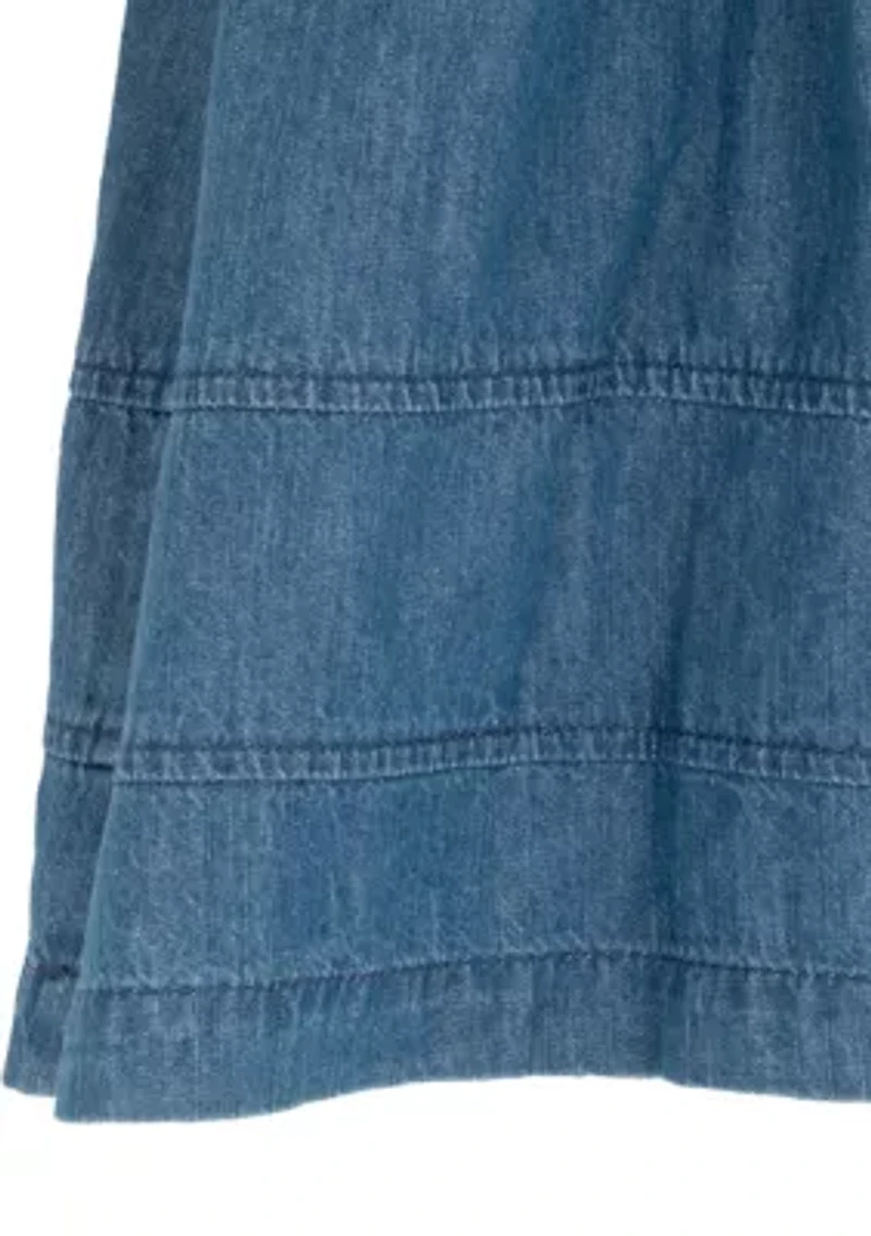 Toddler Girls Embroidered Chambray Dress