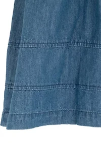 Toddler Girls Embroidered Chambray Dress