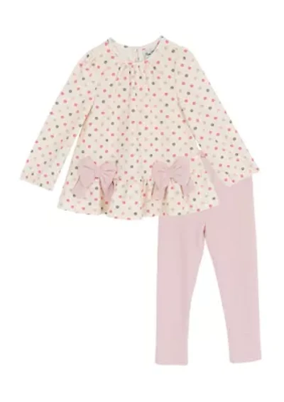 Toddler Girls Dot Bow Top and Leggings Set