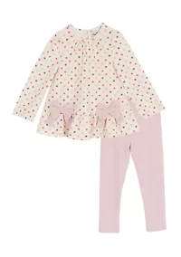 Toddler Girls Dot Bow Top and Leggings Set