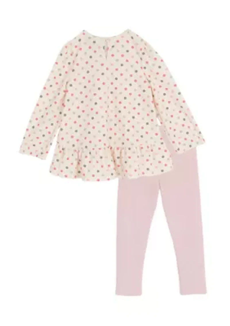 Toddler Girls Dot Bow Top and Leggings Set