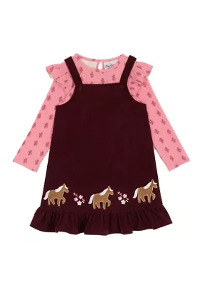 Toddler Girls Horse Jumper Dress Set