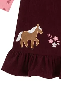 Toddler Girls Horse Jumper Dress Set