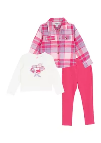 Toddler Girls Plaid Shacket Set