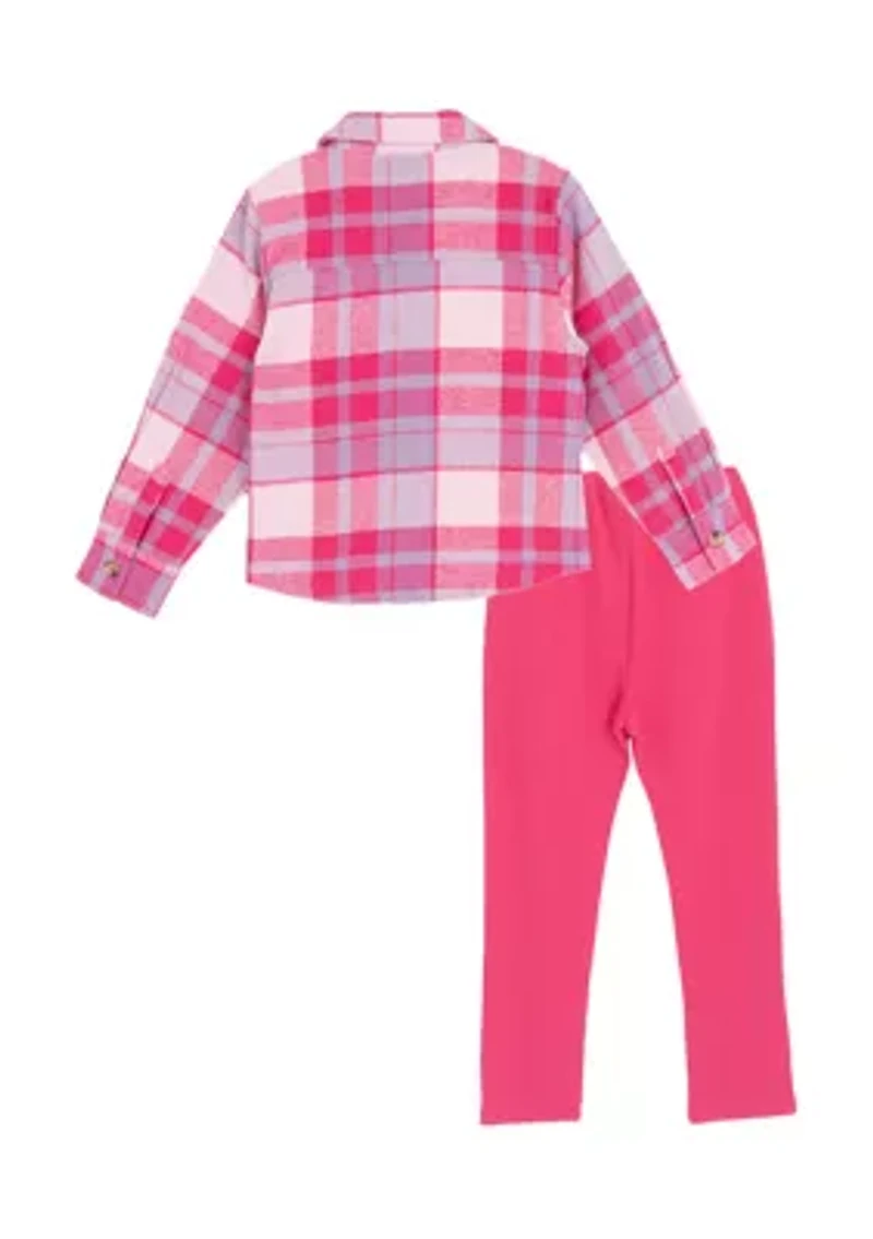 Toddler Girls Plaid Shacket Set