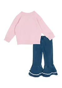 Toddler Girls Howdy Graphic Shirt and Flare Jeans
