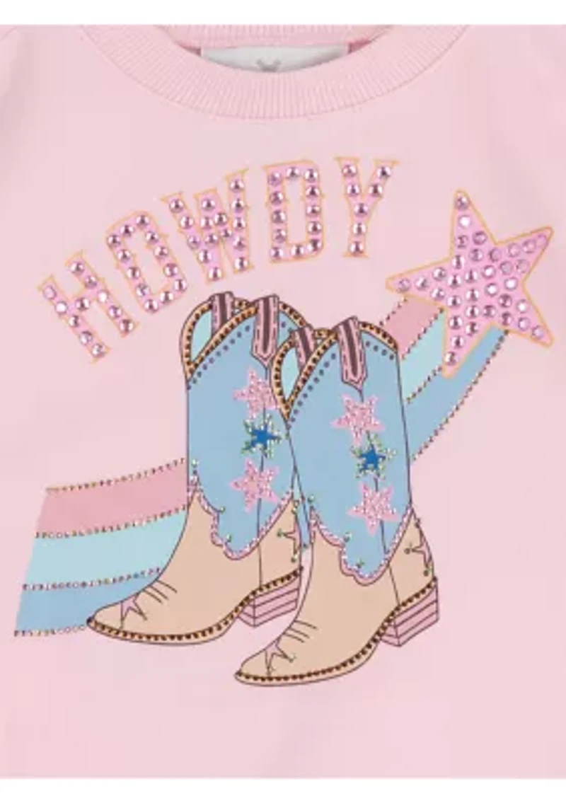 Toddler Girls Howdy Graphic Shirt and Flare Jeans