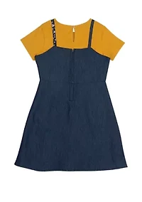 Toddler Girls Patchwork Denim Jumper Set