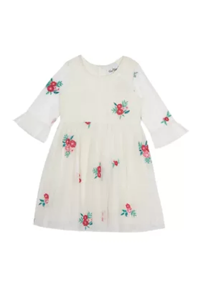 Toddler Girls Floral Dress and Vest Set