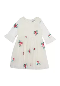 Toddler Girls Floral Dress and Vest Set