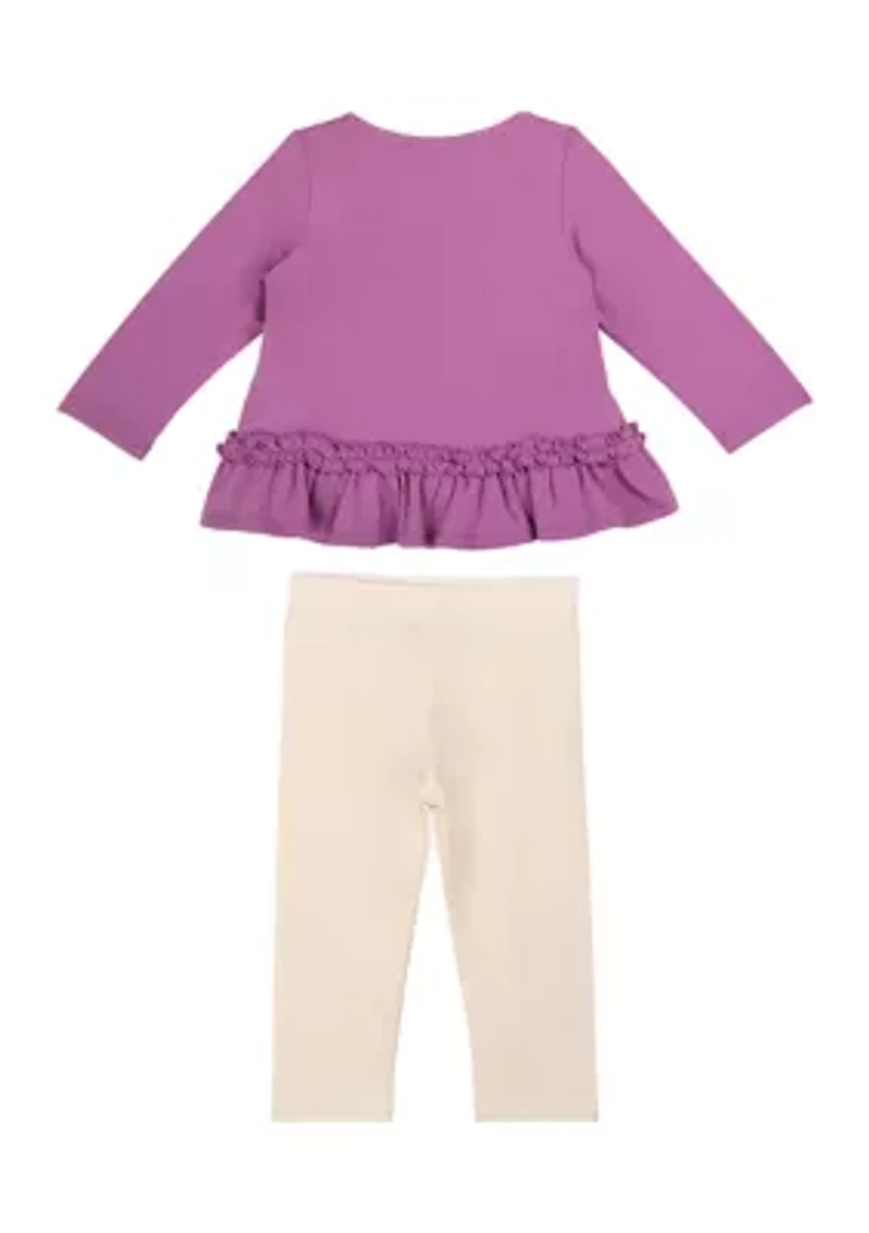 Baby Girls Unicorn Ruffle Top and Leggings Set