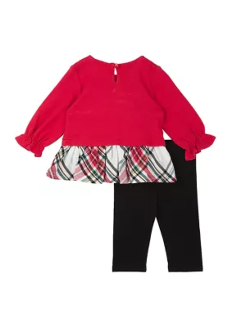 Baby Girls Knit Scottie Appliqué Top and Leggings Set