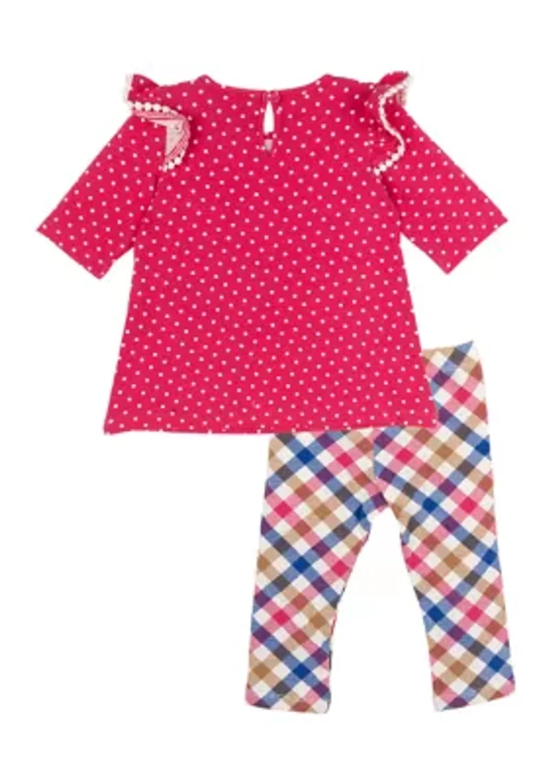 Baby Girls Dog Appliqué Top and Printed Leggings Set