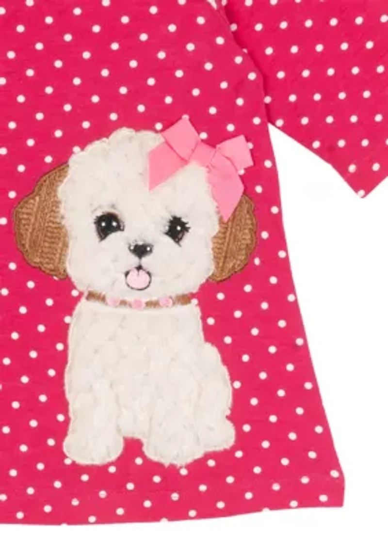 Baby Girls Dog Appliqué Top and Printed Leggings Set