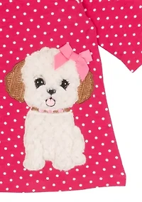 Baby Girls Dog Appliqué Top and Printed Leggings Set