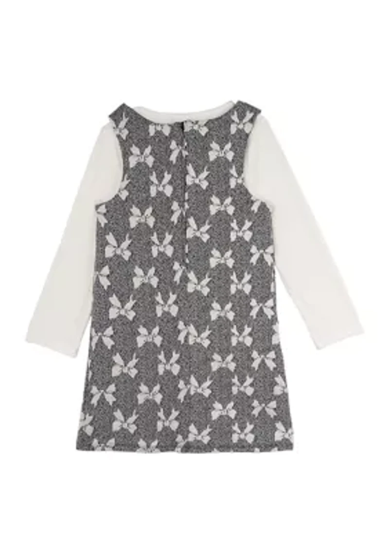 Baby Girls Bow Printed Jumper Dress Set
