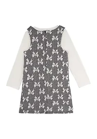 Baby Girls Bow Printed Jumper Dress Set