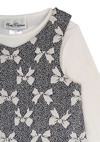 Baby Girls Bow Printed Jumper Dress Set