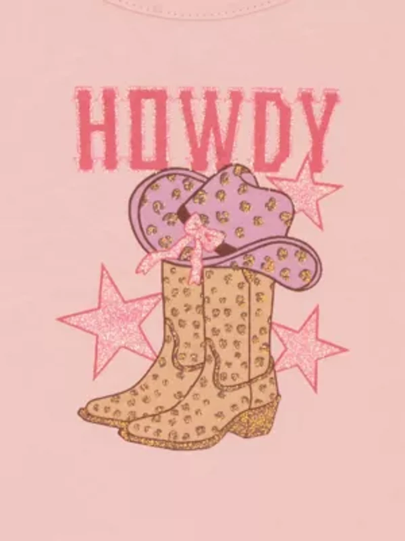 Baby Girls Howdy Graphic Bodysuit and Fringe Skirt Set