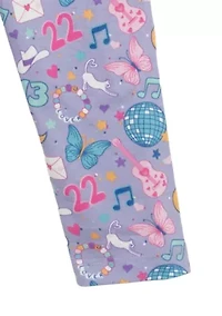 Baby Girls Cat Appliqué Top and Printed Leggings Set
