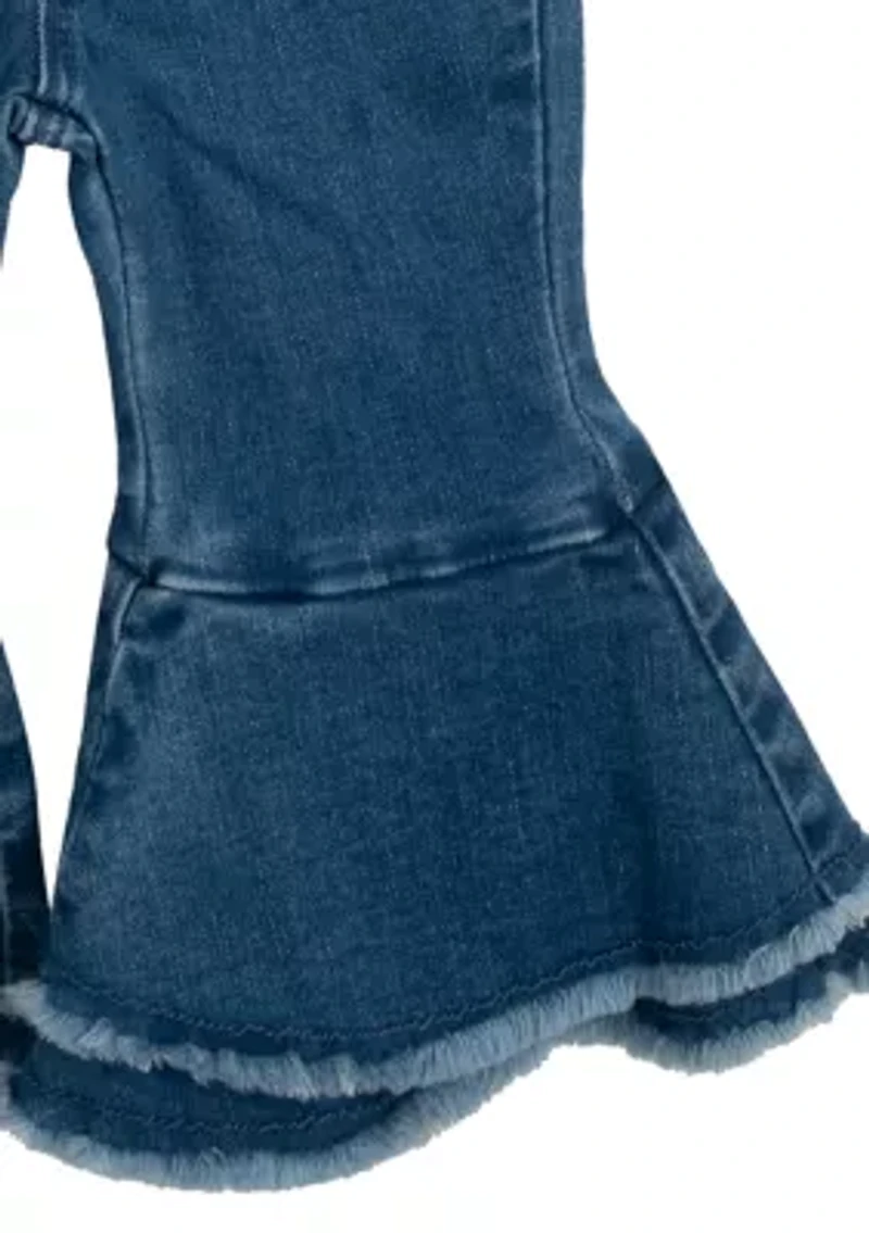 Toddler Girls Crochet Knit Bodysuit and Flared Pants Set