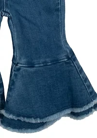 Toddler Girls Crochet Knit Bodysuit and Flared Pants Set