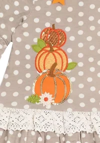 Baby Girls Polka Dot Pumpkin Appliqué Top and Leggings Set