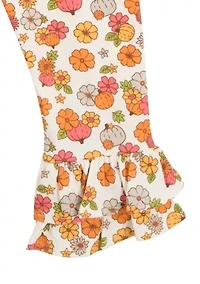 Baby Girls Polka Dot Pumpkin Appliqué Top and Leggings Set