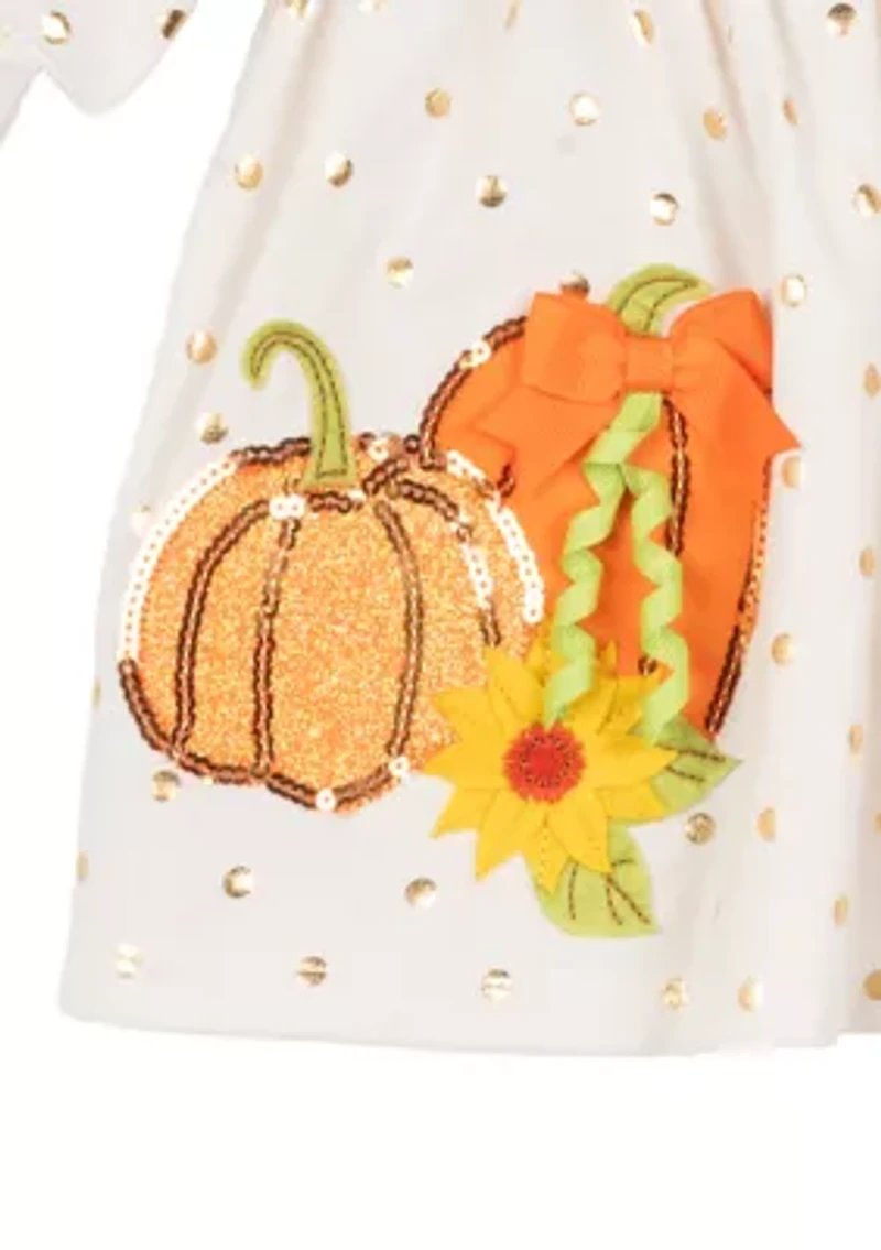 Baby Girls Pumpkin Appliqué Top and Ruffle Leggings Set