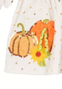 Baby Girls Pumpkin Appliqué Top and Ruffle Leggings Set