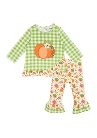 Toddler Girls Gingham Appliqué Top and Leggings Set