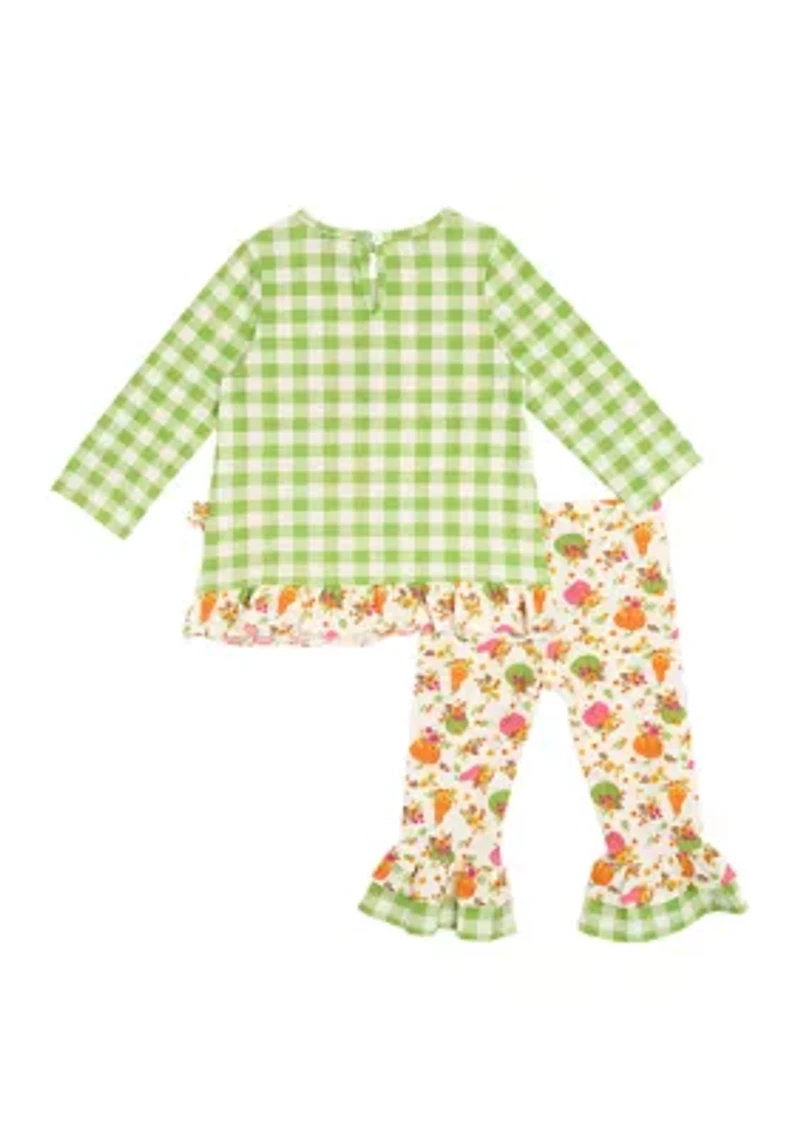 Toddler Girls Gingham Appliqué Top and Leggings Set