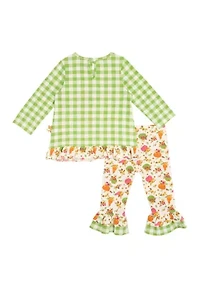Toddler Girls Gingham Appliqué Top and Leggings Set