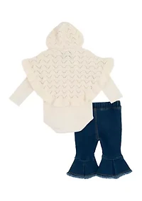 Baby  Girls 3-Piece Poncho Set