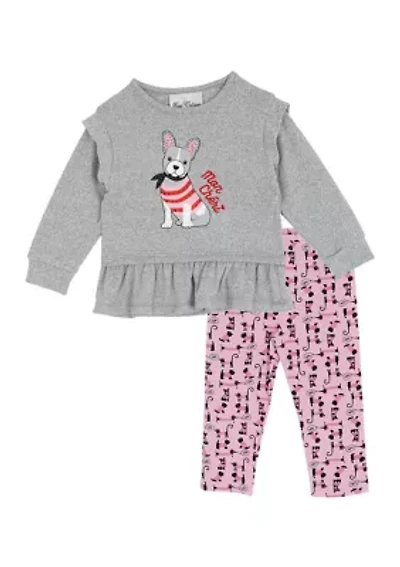 Baby Girls Doggie Graphic T-Shirt and Printed Leggings Set