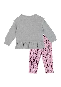 Baby Girls Doggie Graphic T-Shirt and Printed Leggings Set