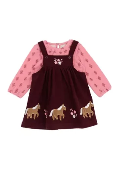 Baby Girls Horse Jumper Dress Set