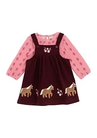 Baby Girls Horse Jumper Dress Set