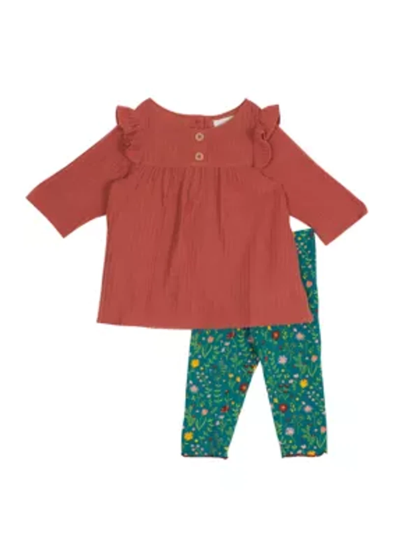 Baby Girls Thermal Ruffle Top With Leggings
