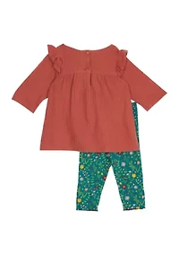 Baby Girls Thermal Ruffle Top With Leggings